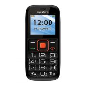 Кнопочный мобильный телефон Texet ТМ-117 в черном цвете. Вид спереди.