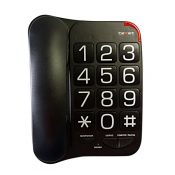 Телефон с большими кнопками Texet TX-201 в черном цвете. Вид спереди.