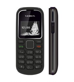 Кнопочный мобильный телефон Texet TM-121 в черном цвете.
